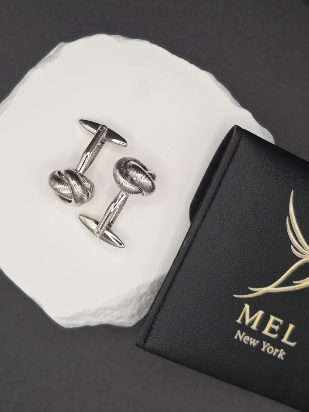 Classic Stainless Steel Knot Cufflinks | Silver Tone | New in Gift Box